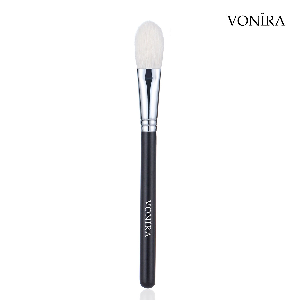 Vonira Beauty Wholesale Small Cheek Finishing Powder Brush With Silver Copper Ferrule Black Handle Custom Private Label Service