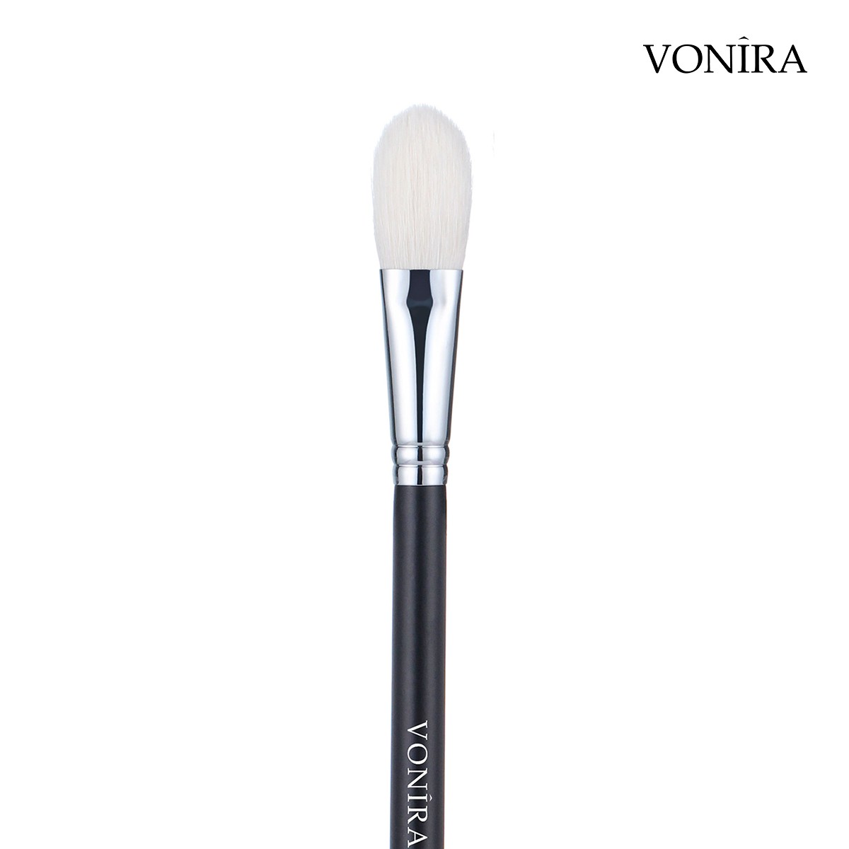 Vonira Beauty Wholesale Small Cheek Finishing Powder Brush With Silver Copper Ferrule Black Handle Custom Private Label Service