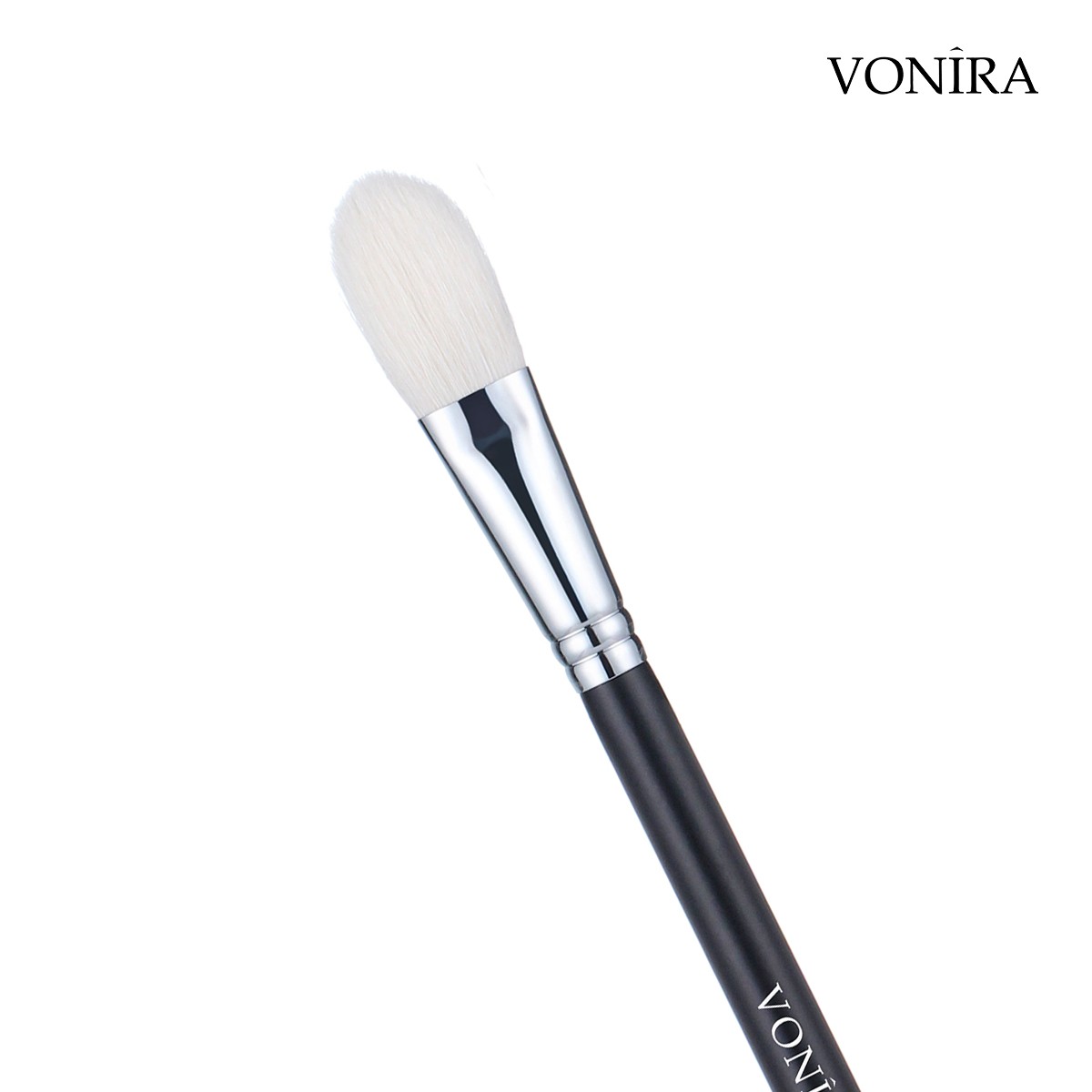 Vonira Beauty Wholesale Small Cheek Finishing Powder Brush With Silver Copper Ferrule Black Handle Custom Private Label Service