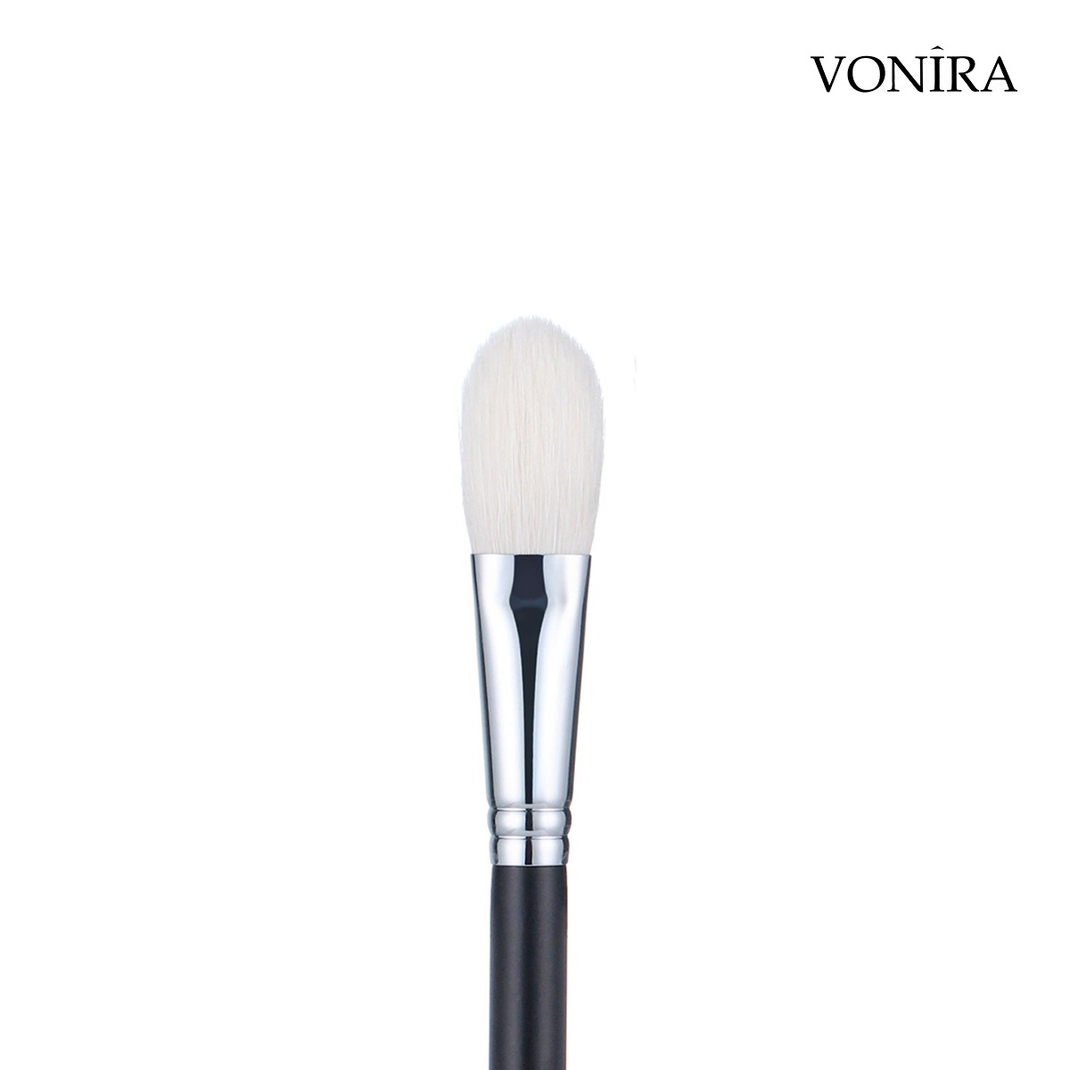 Vonira Beauty Wholesale Small Cheek Finishing Powder Brush With Silver Copper Ferrule Black Handle Custom Private Label Service