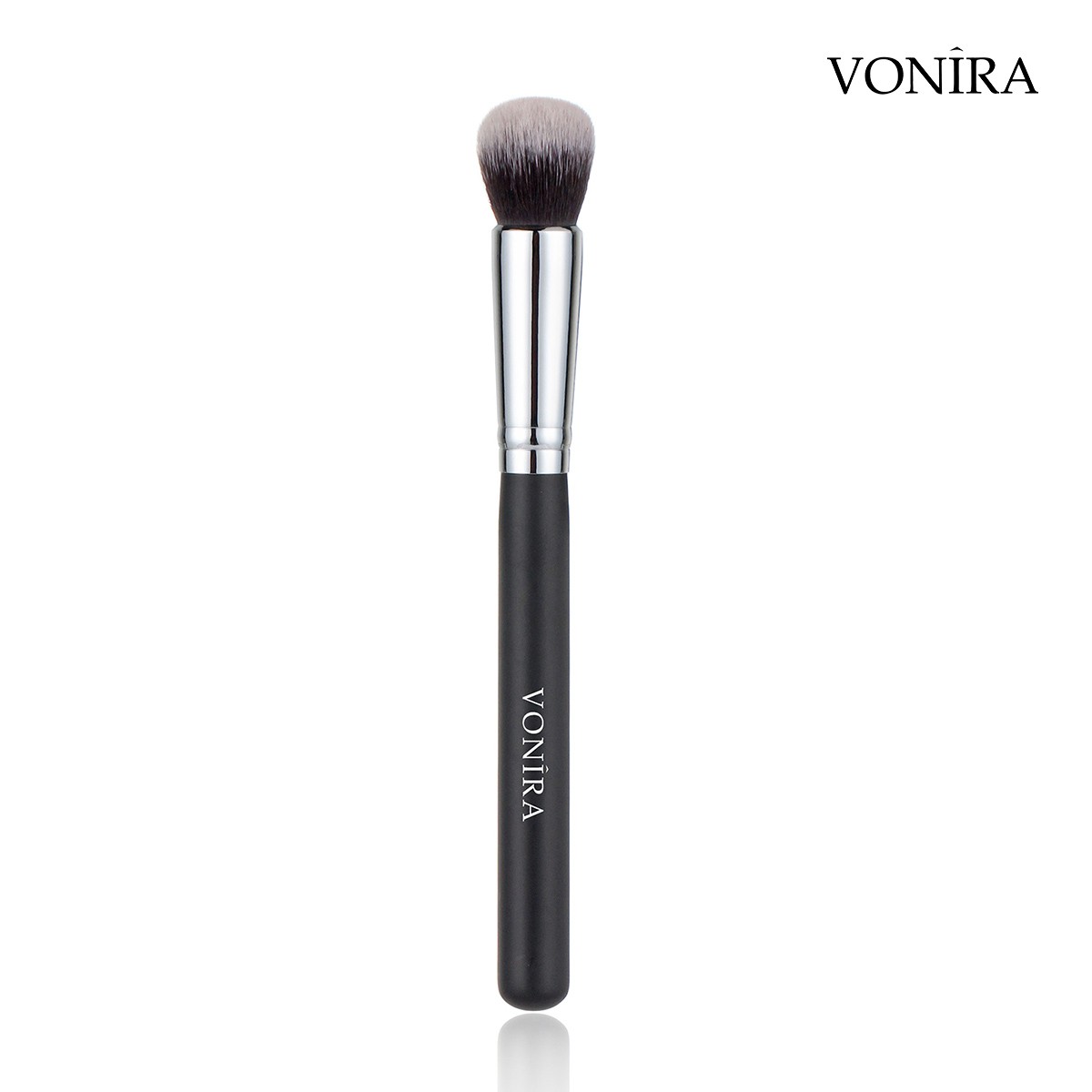 Vonira Beauty Wholesale Face Shape Contouring Brush With Silver Copper Ferrule Black Handle Custom Private Label Service