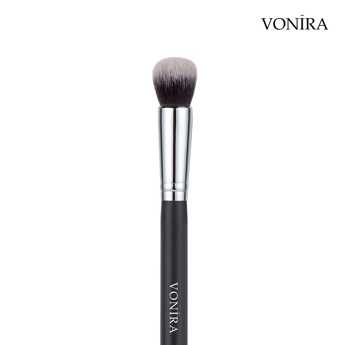 Vonira Beauty Wholesale Face Shape Contouring Brush With Silver Copper Ferrule Black Handle Custom Private Label Service