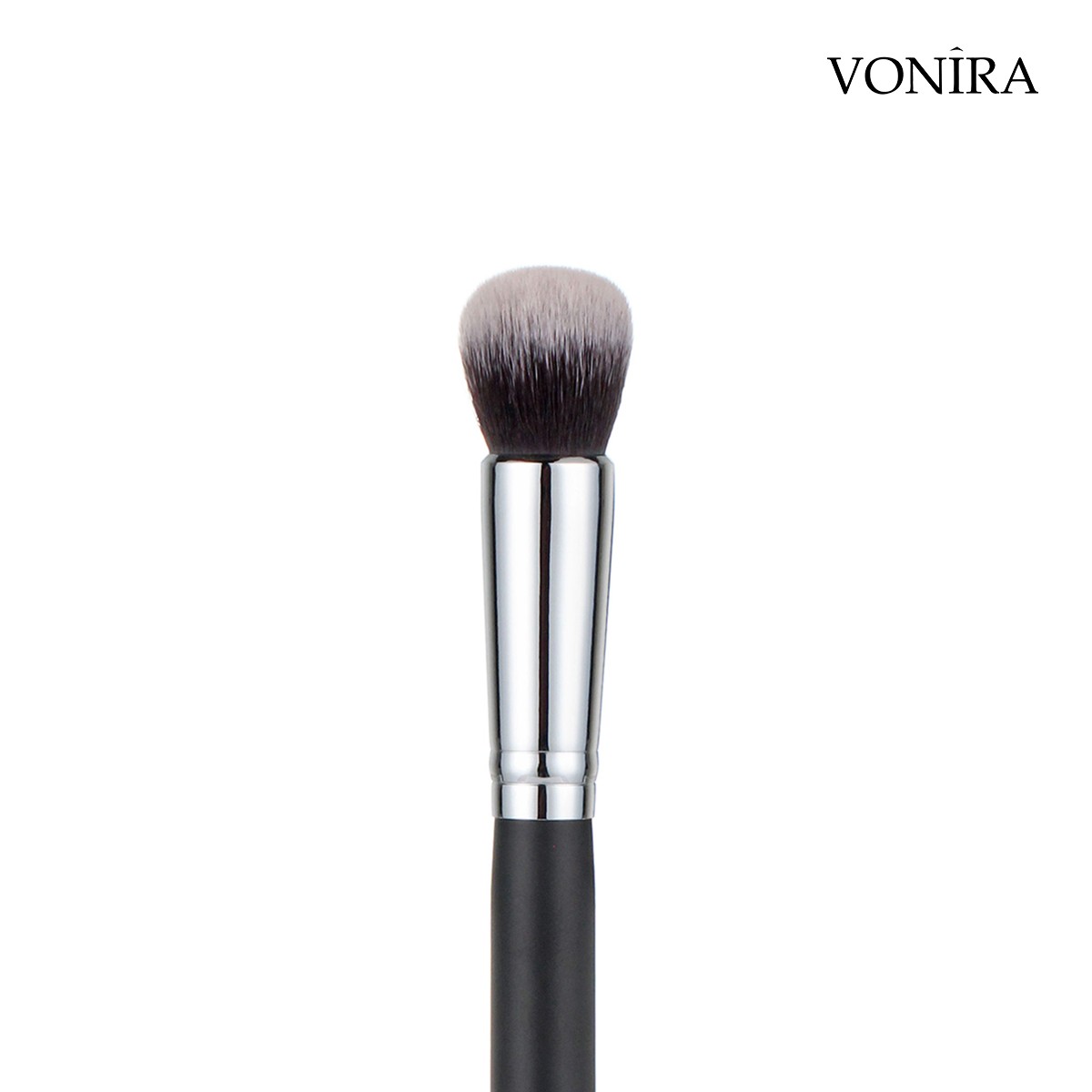 Vonira Beauty Wholesale Face Shape Contouring Brush With Silver Copper Ferrule Black Handle Custom Private Label Service