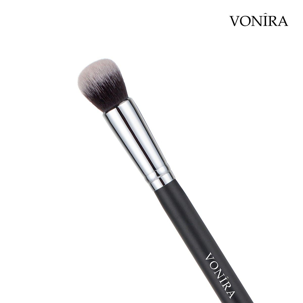 Vonira Beauty Wholesale Face Shape Contouring Brush With Silver Copper Ferrule Black Handle Custom Private Label Service