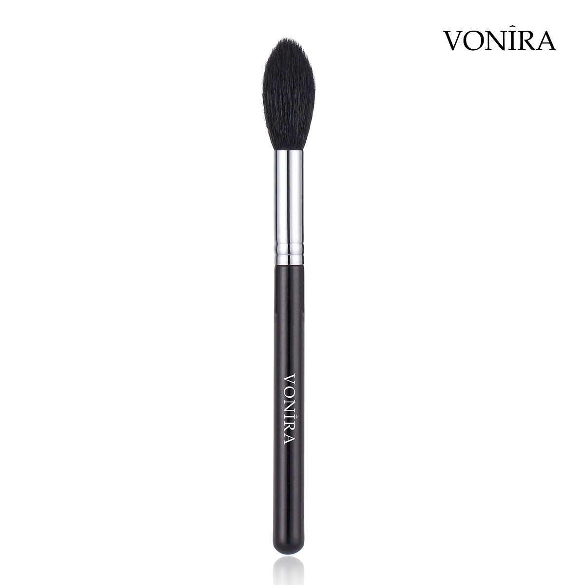 Vonira Beauty Wholesale Flamed Highlight Makeup Blending Brush With Silver Copper Ferrule Black Handle Custom Private Label Service