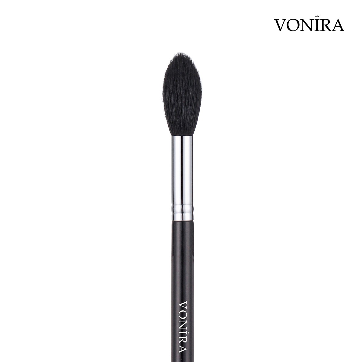 Vonira Beauty Wholesale Flamed Highlight Makeup Blending Brush With Silver Copper Ferrule Black Handle Custom Private Label Service
