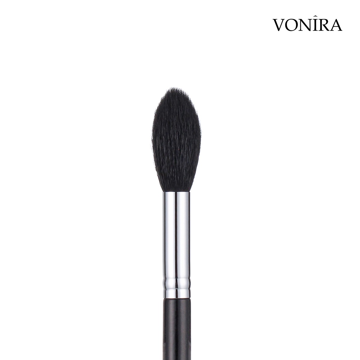 Vonira Beauty Wholesale Flamed Highlight Makeup Blending Brush With Silver Copper Ferrule Black Handle Custom Private Label Service