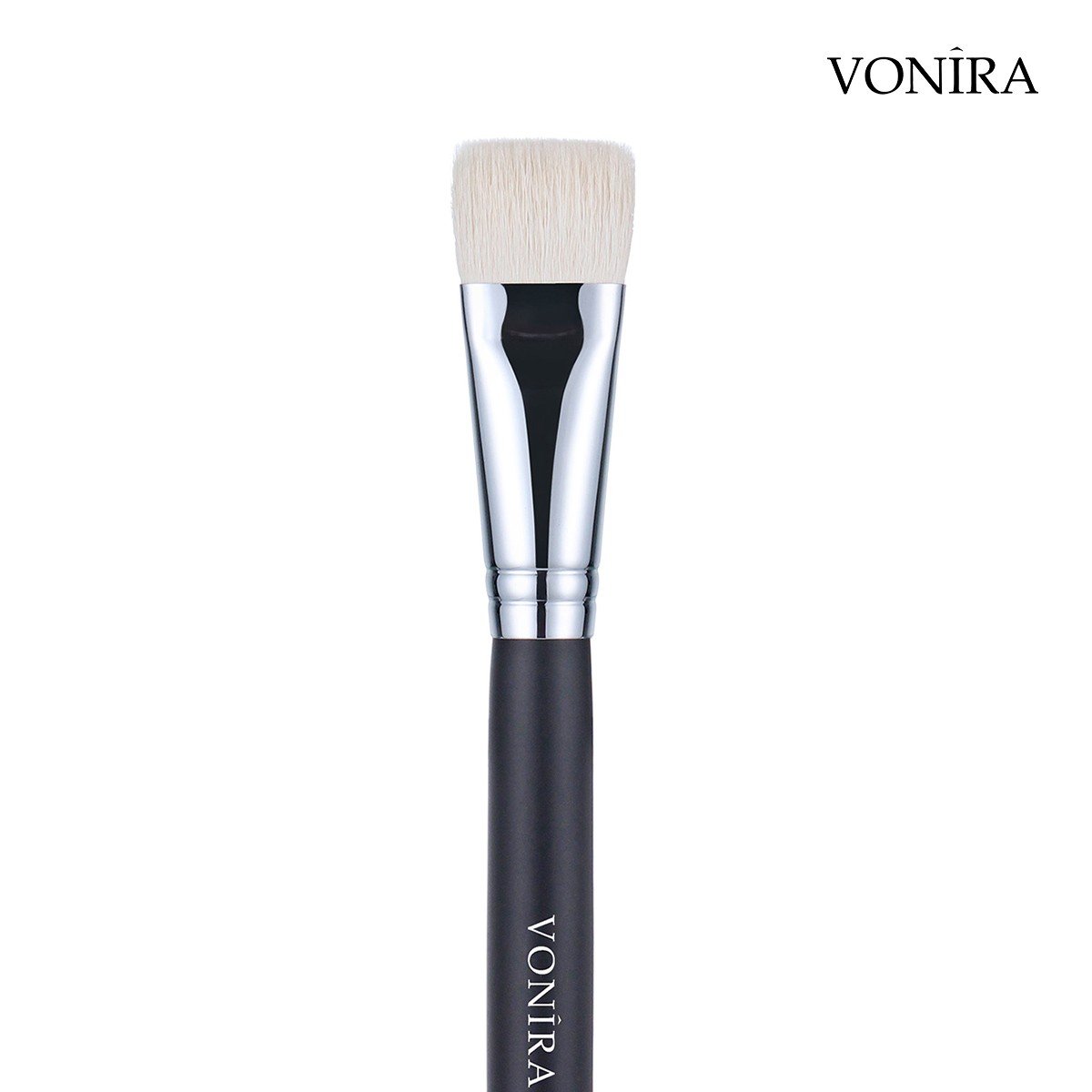 Vonira Beauty Wholesale Flat Cheek Bone Definer Contouring Makeup Brush With Silver Copper Ferrule Black Handle Custom Private Label Service