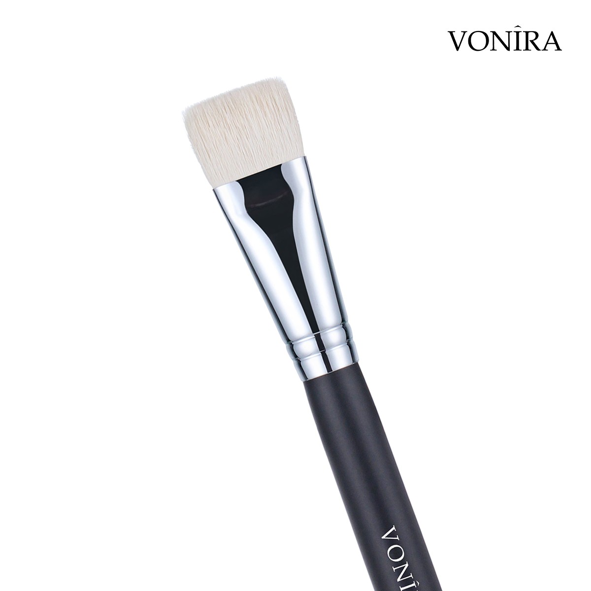 Vonira Beauty Wholesale Flat Cheek Bone Definer Contouring Makeup Brush With Silver Copper Ferrule Black Handle Custom Private Label Service