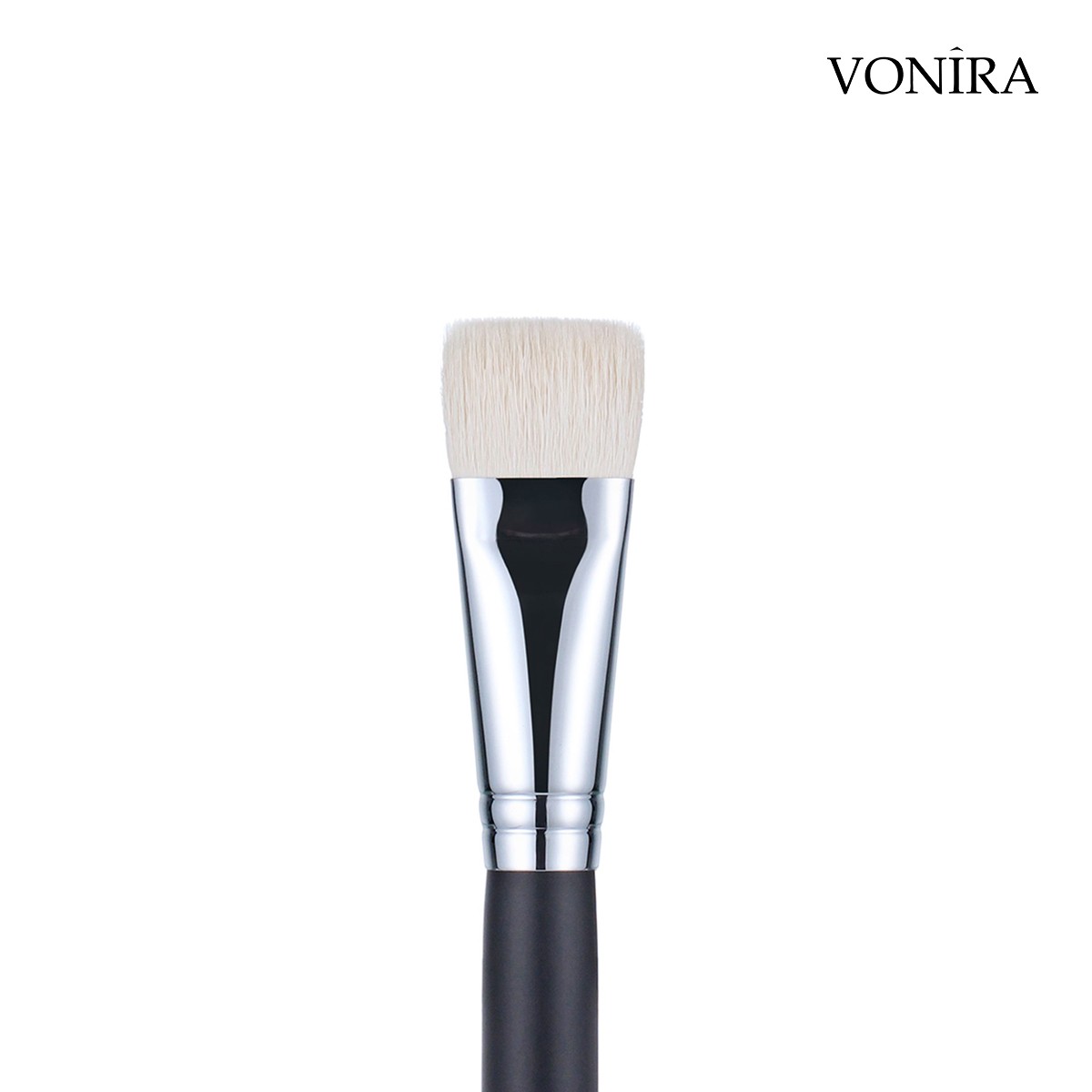 Vonira Beauty Wholesale Flat Cheek Bone Definer Contouring Makeup Brush With Silver Copper Ferrule Black Handle Custom Private Label Service