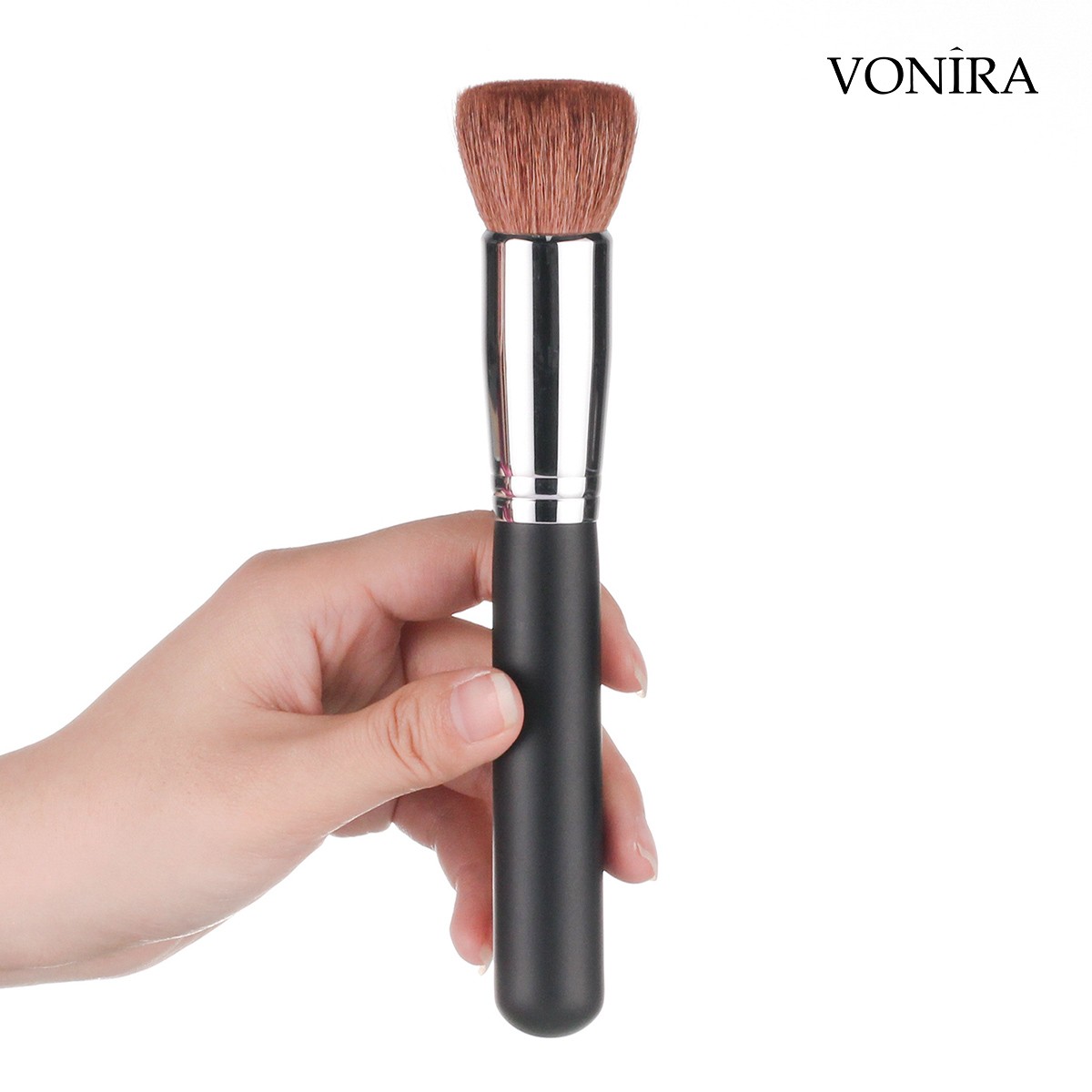 Vonira Beauty Wholesale Flat Top Natural Hair Powder Blush Bronzer Compact Brush Brand New Design Custom Private Label Service