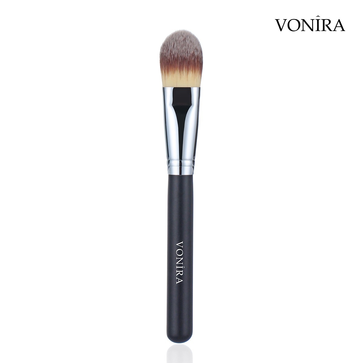 Vonira Beauty Wholesale High Quality Flat Foundation Over Cover Brush With Silver Copper Ferrule Black Handle Private Label Service