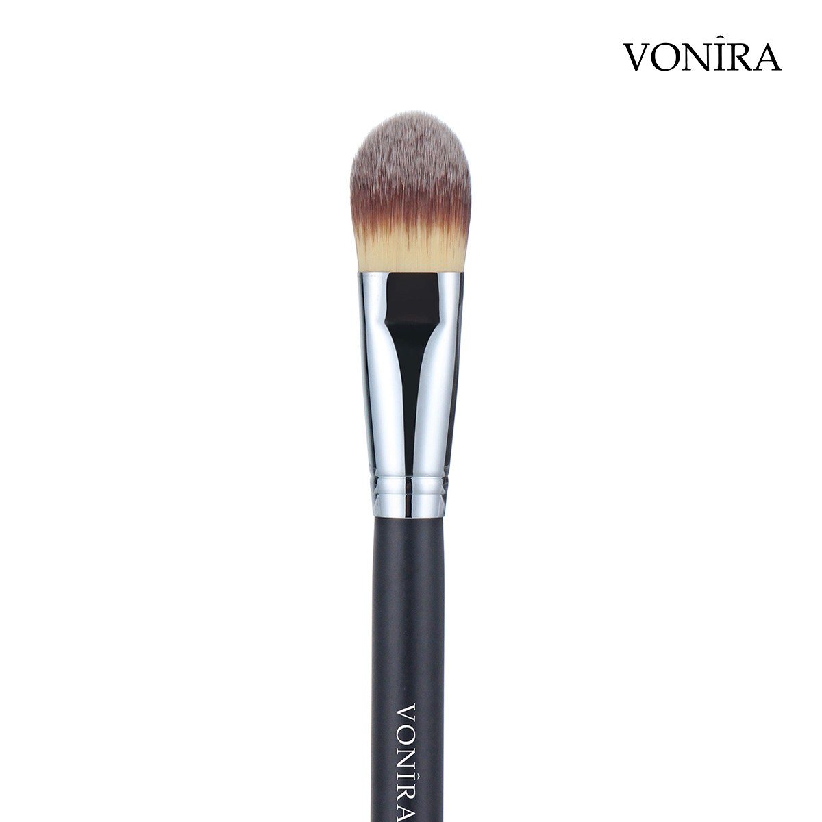 Vonira Beauty Wholesale High Quality Flat Foundation Over Cover Brush With Silver Copper Ferrule Black Handle Private Label Service