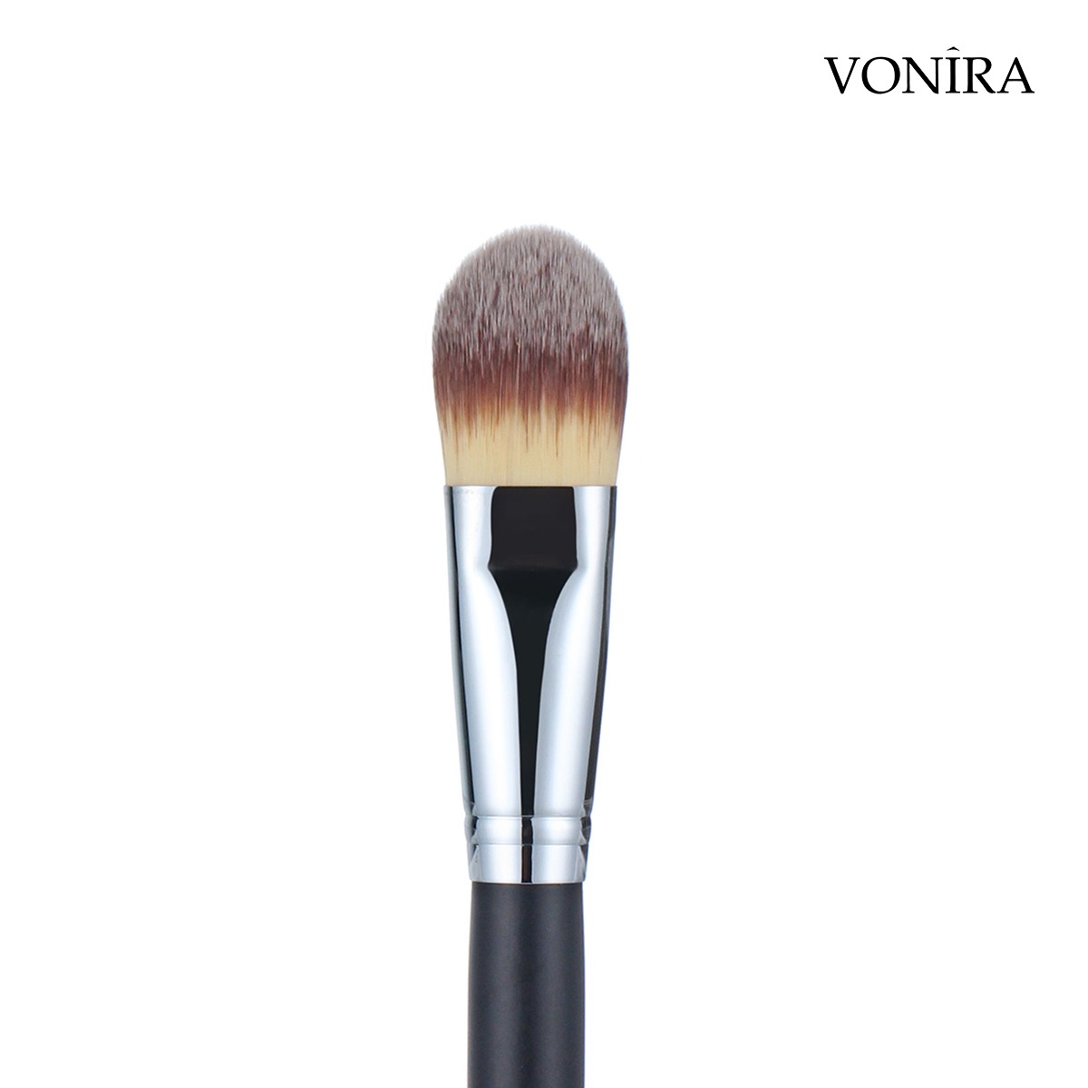 Vonira Beauty Wholesale High Quality Flat Foundation Over Cover Brush With Silver Copper Ferrule Black Handle Private Label Service