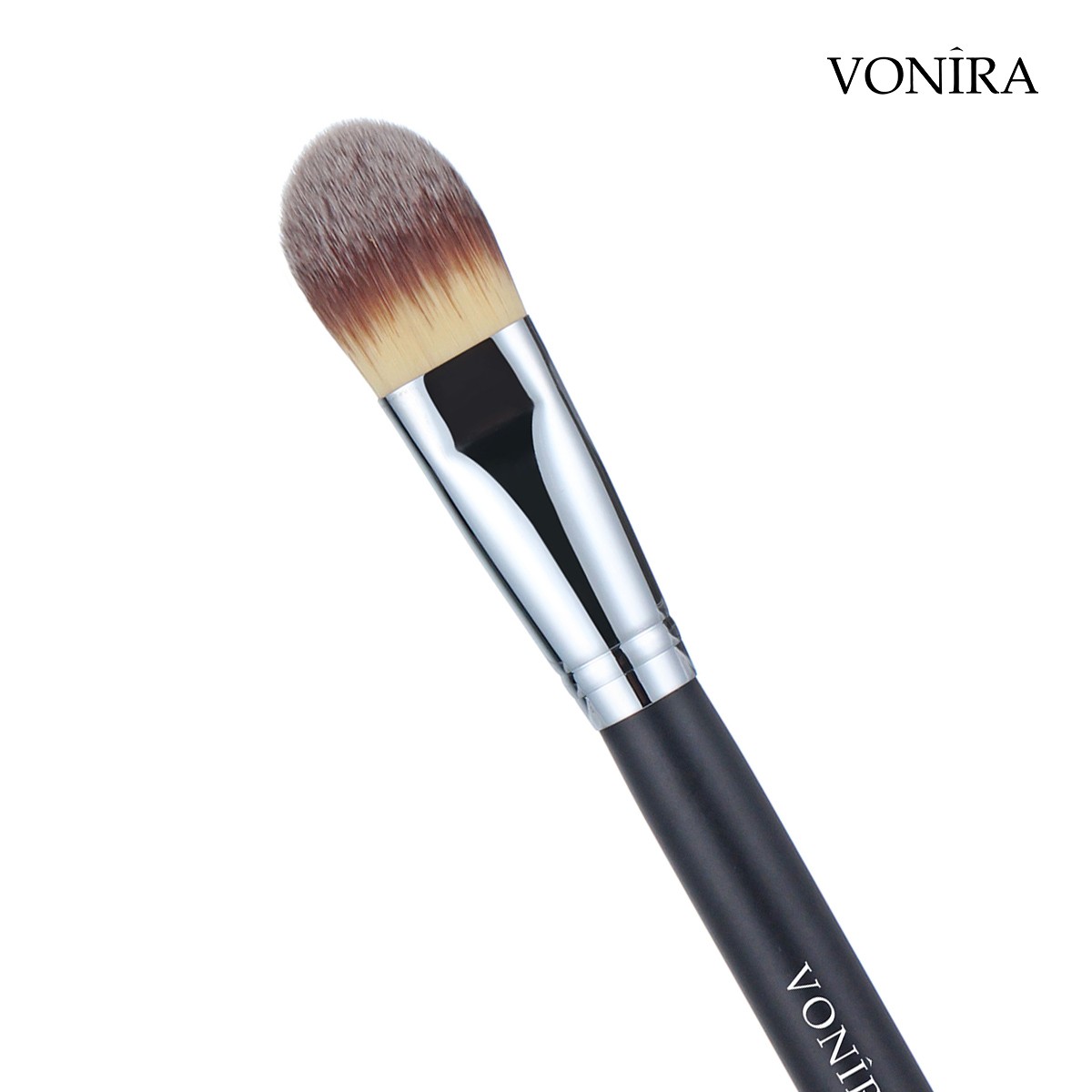 Vonira Beauty Wholesale High Quality Flat Foundation Over Cover Brush With Silver Copper Ferrule Black Handle Private Label Service