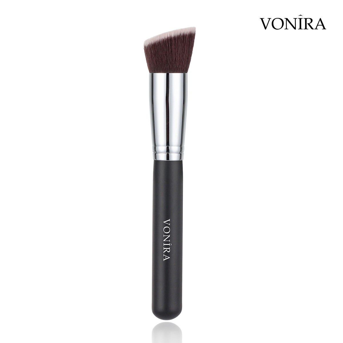 Vonira Beauty Wholesale Large Flat Angled Kabuki Brush With Copper Ferrule Wooden Handle Custom Logo Private Label