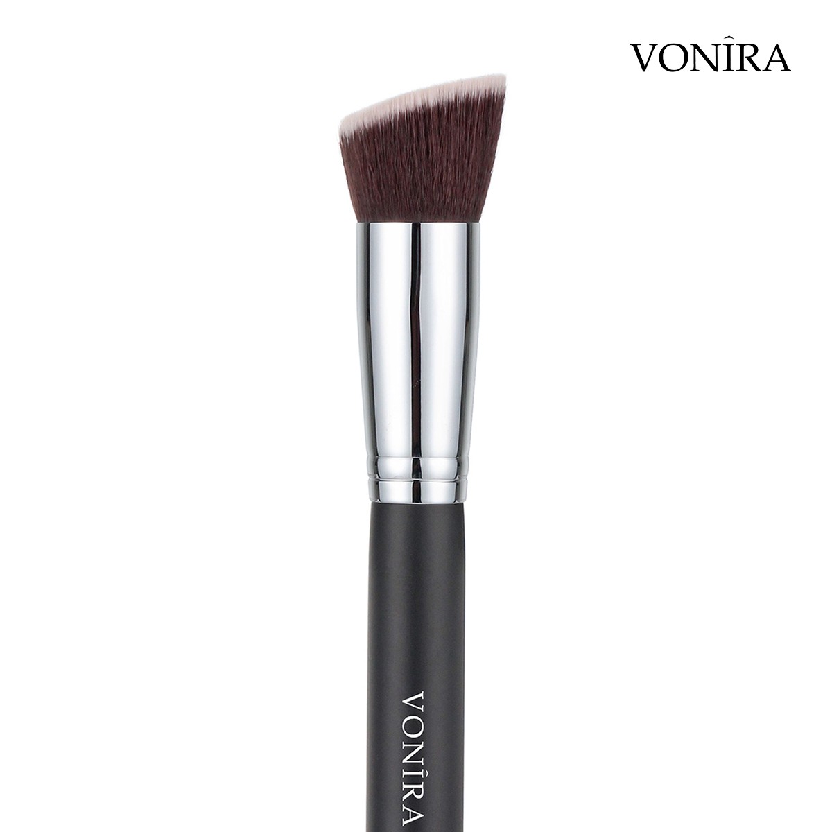 Vonira Beauty Wholesale Large Flat Angled Kabuki Brush With Copper Ferrule Wooden Handle Custom Logo Private Label