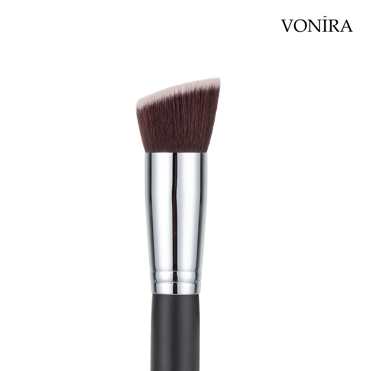 Vonira Beauty Wholesale Large Flat Angled Kabuki Brush With Copper Ferrule Wooden Handle Custom Logo Private Label
