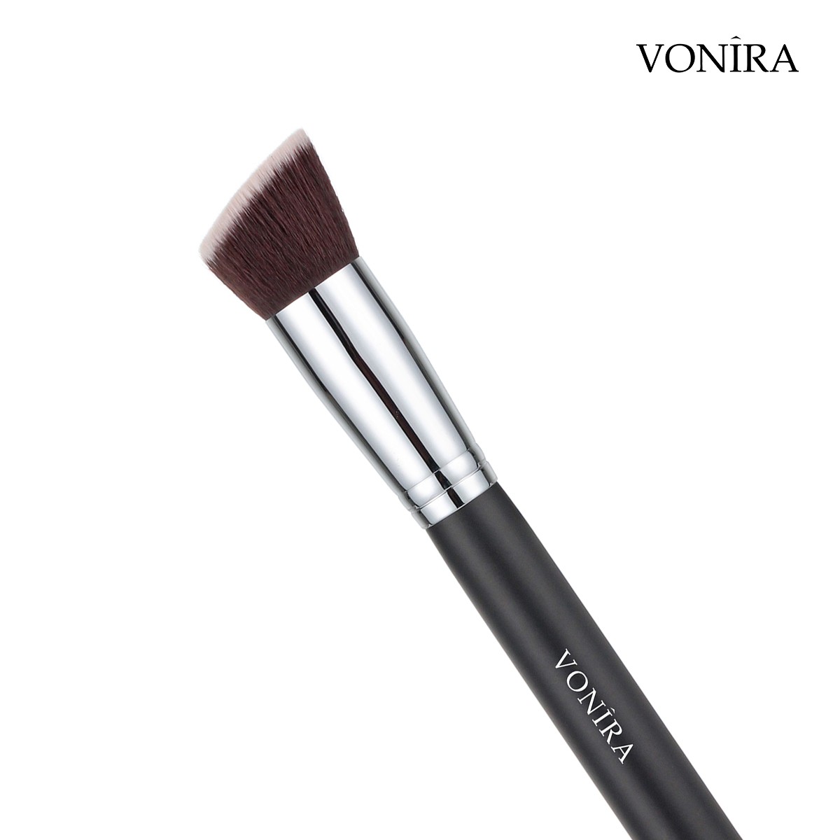 Vonira Beauty Wholesale Large Flat Angled Kabuki Brush With Copper Ferrule Wooden Handle Custom Logo Private Label