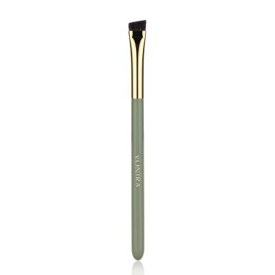 Vonira Beauty Wholesale Large Wide Angled Brow Brush with Gold Copper Green Wood Handle Custom Private Label