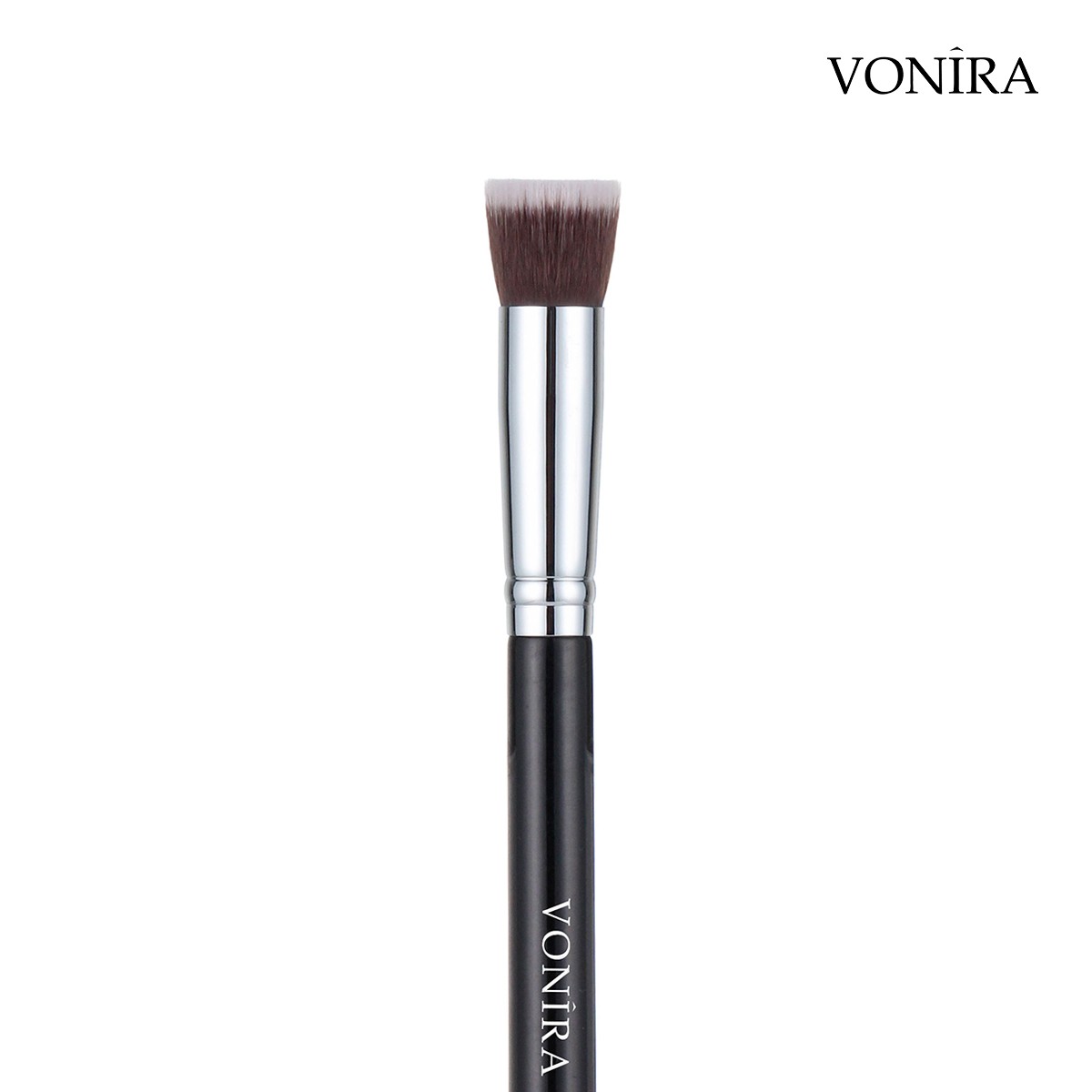 Vonira Beauty Wholesale Luxury Detail Foundation Liquid Touch Concealer Brush With Silver Brass Ferrule Black Handle Custom Private Label