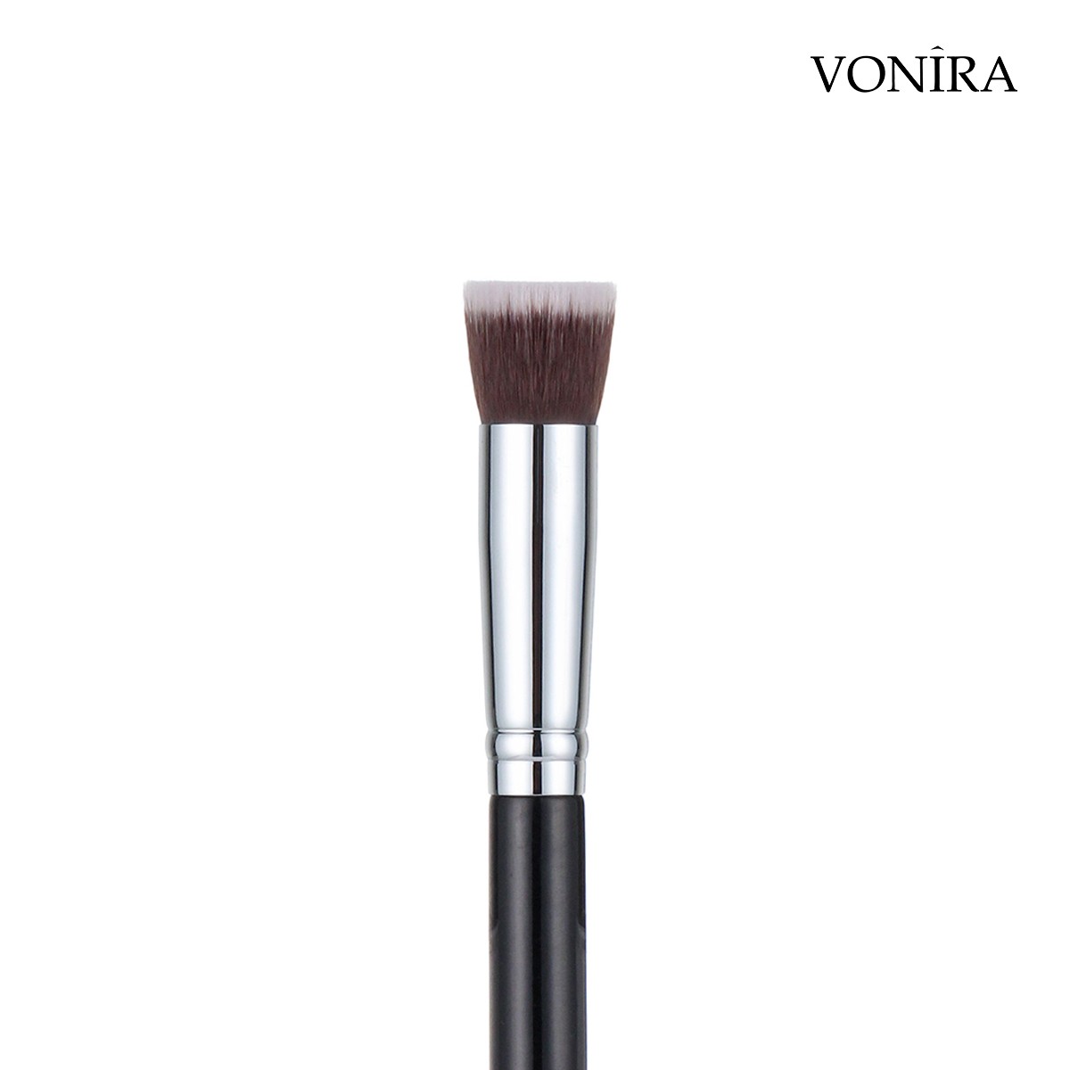 Vonira Beauty Wholesale Luxury Detail Foundation Liquid Touch Concealer Brush With Silver Brass Ferrule Black Handle Custom Private Label
