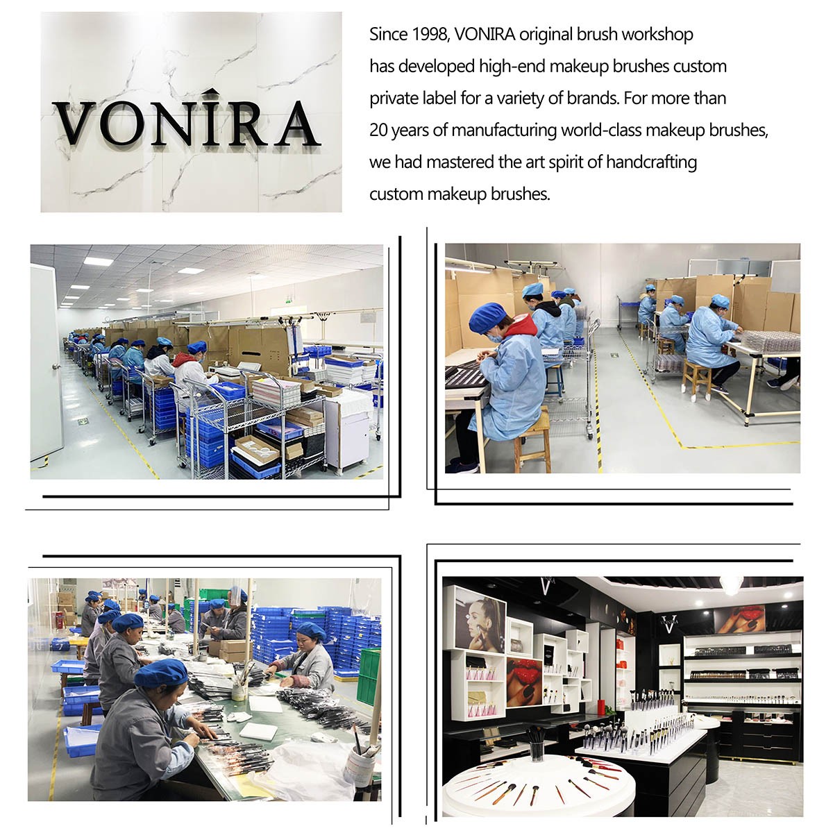 Vonira Beauty Wholesale Luxury Detail Foundation Liquid Touch Concealer Brush With Silver Brass Ferrule Black Handle Custom Private Label