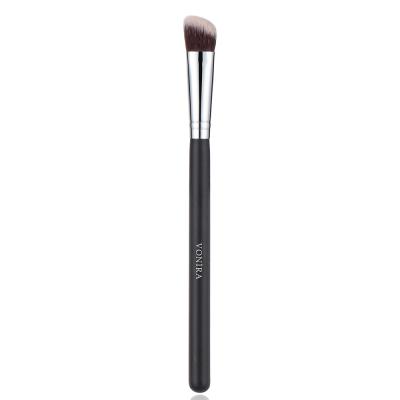 Vonira Beauty Wholesale Makeup Slanted Concealer Sculpting Makeup Contour Brush With Silver Copper Ferrule Wood Birch Handle Priavte Label