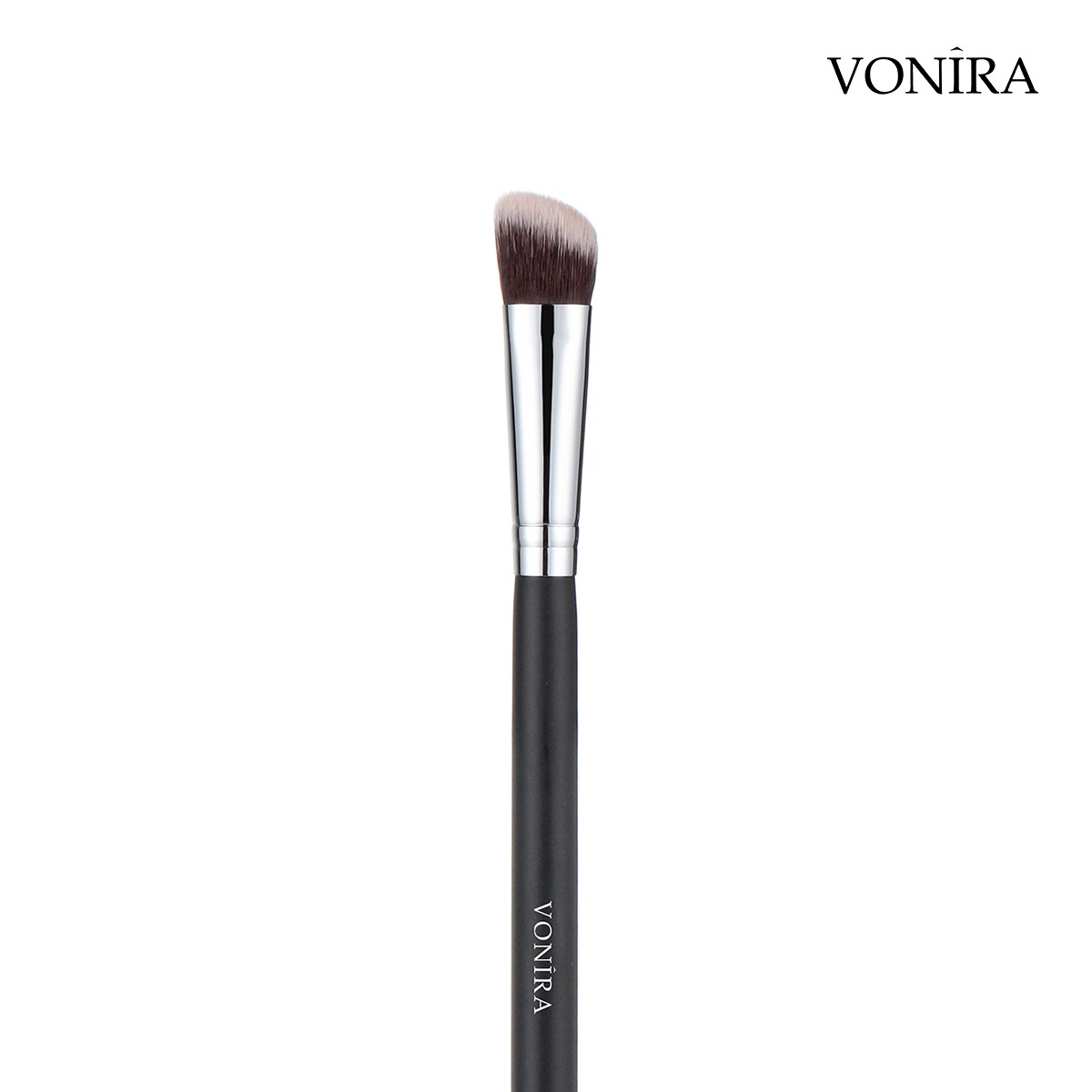 Vonira Beauty Wholesale Makeup Slanted Concealer Sculpting Makeup Contour Brush With Silver Copper Ferrule Wood Birch Handle Priavte Label
