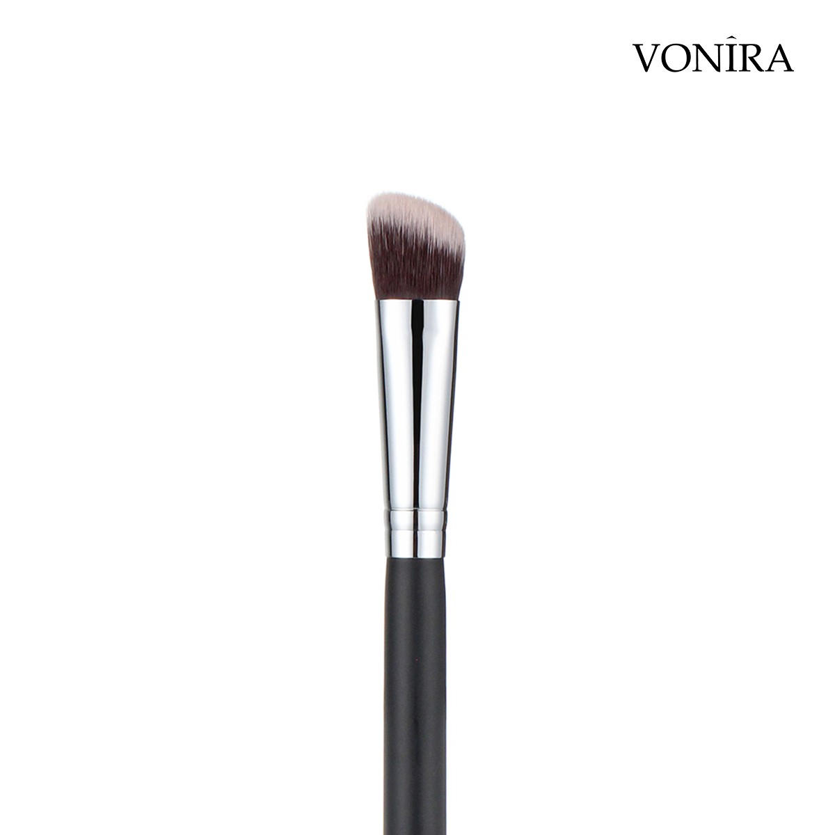 Vonira Beauty Wholesale Makeup Slanted Concealer Sculpting Makeup Contour Brush With Silver Copper Ferrule Wood Birch Handle Priavte Label