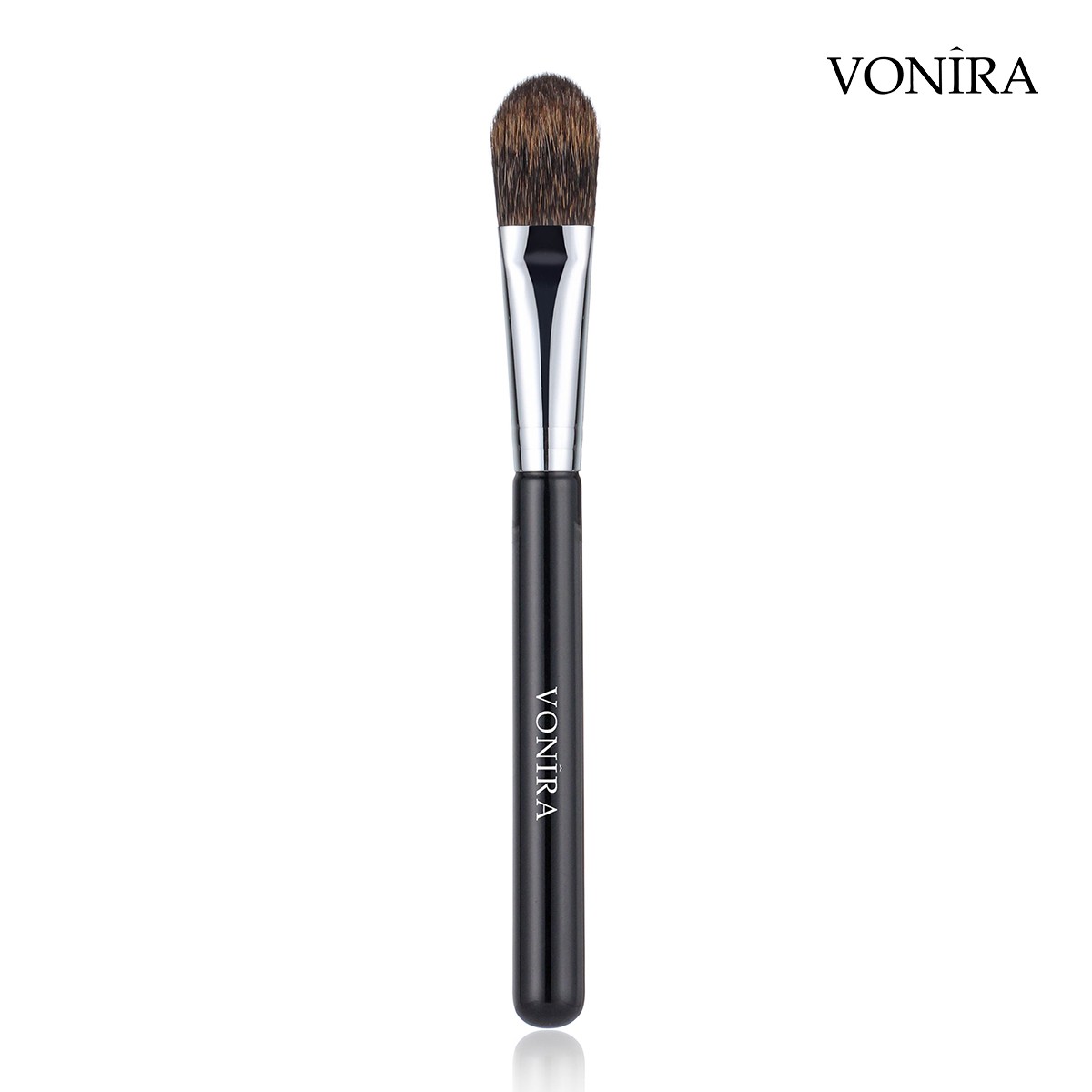 Vonira Beauty Wholesale Natural Animal Squirrel Hair Flat Makeup Blush Brush With Silver Copper Ferrule Black Handle Custom Private Label Service