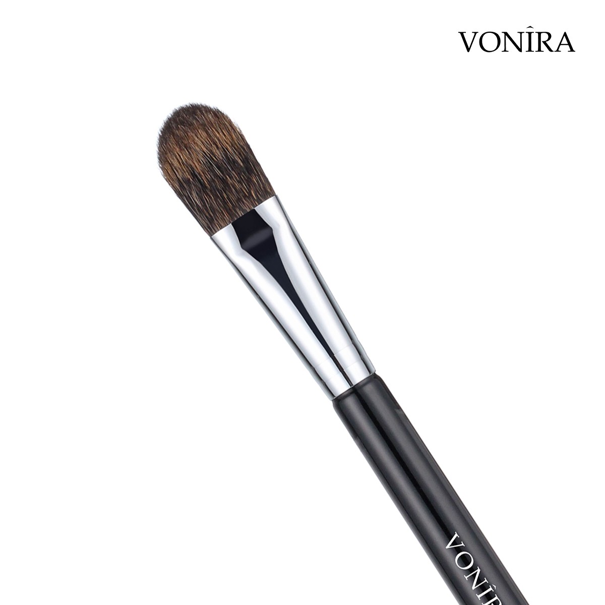 Vonira Beauty Wholesale Natural Animal Squirrel Hair Flat Makeup Blush Brush With Silver Copper Ferrule Black Handle Custom Private Label Service