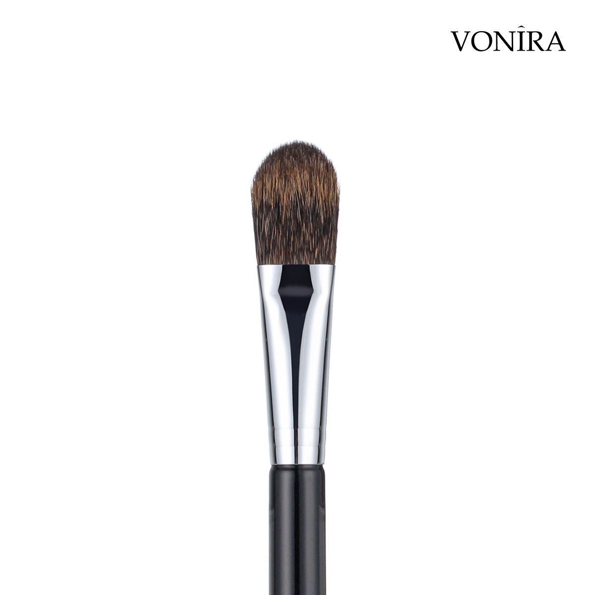 Vonira Beauty Wholesale Natural Animal Squirrel Hair Flat Makeup Blush Brush With Silver Copper Ferrule Black Handle Custom Private Label Service