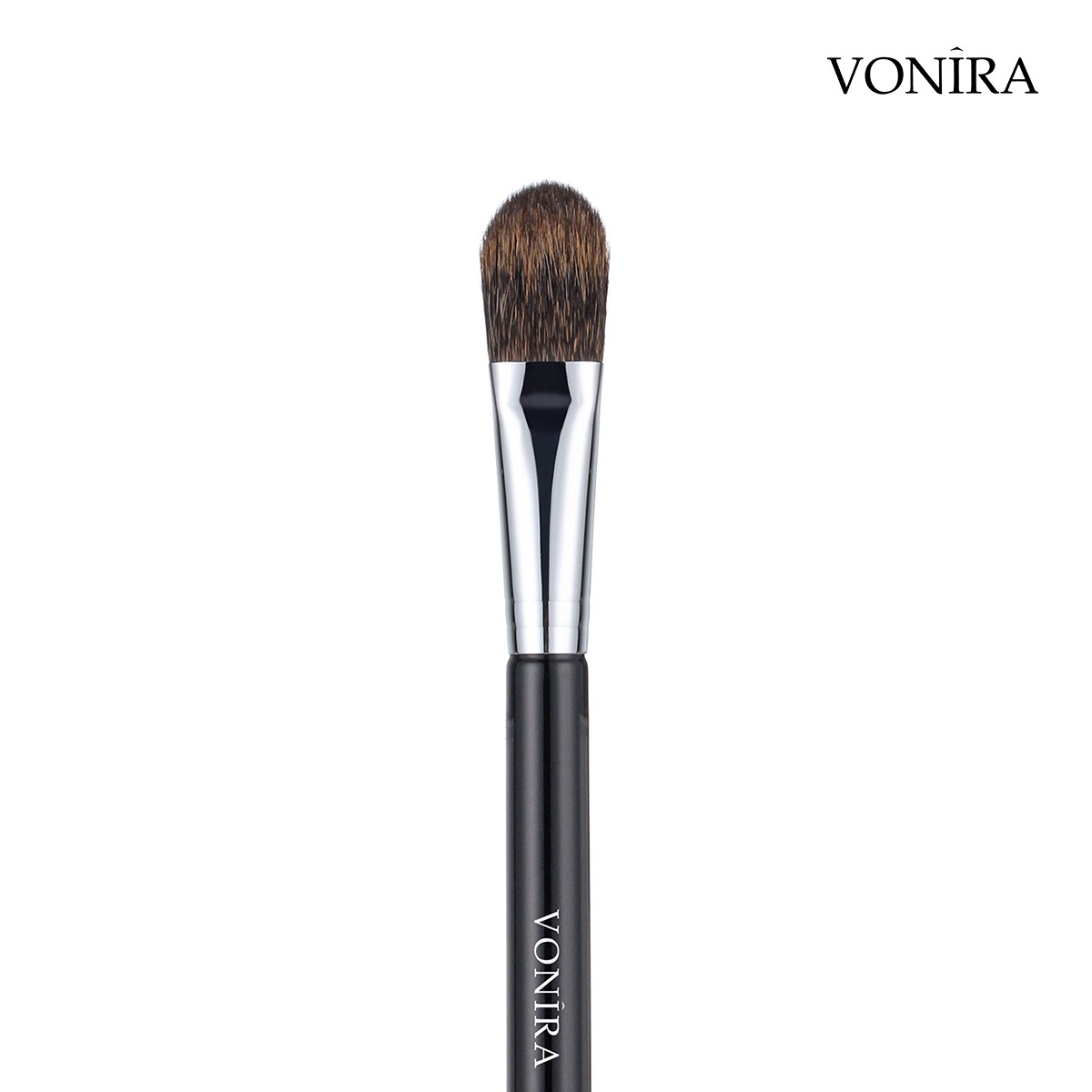 Vonira Beauty Wholesale Natural Animal Squirrel Hair Flat Makeup Blush Brush With Silver Copper Ferrule Black Handle Custom Private Label Service