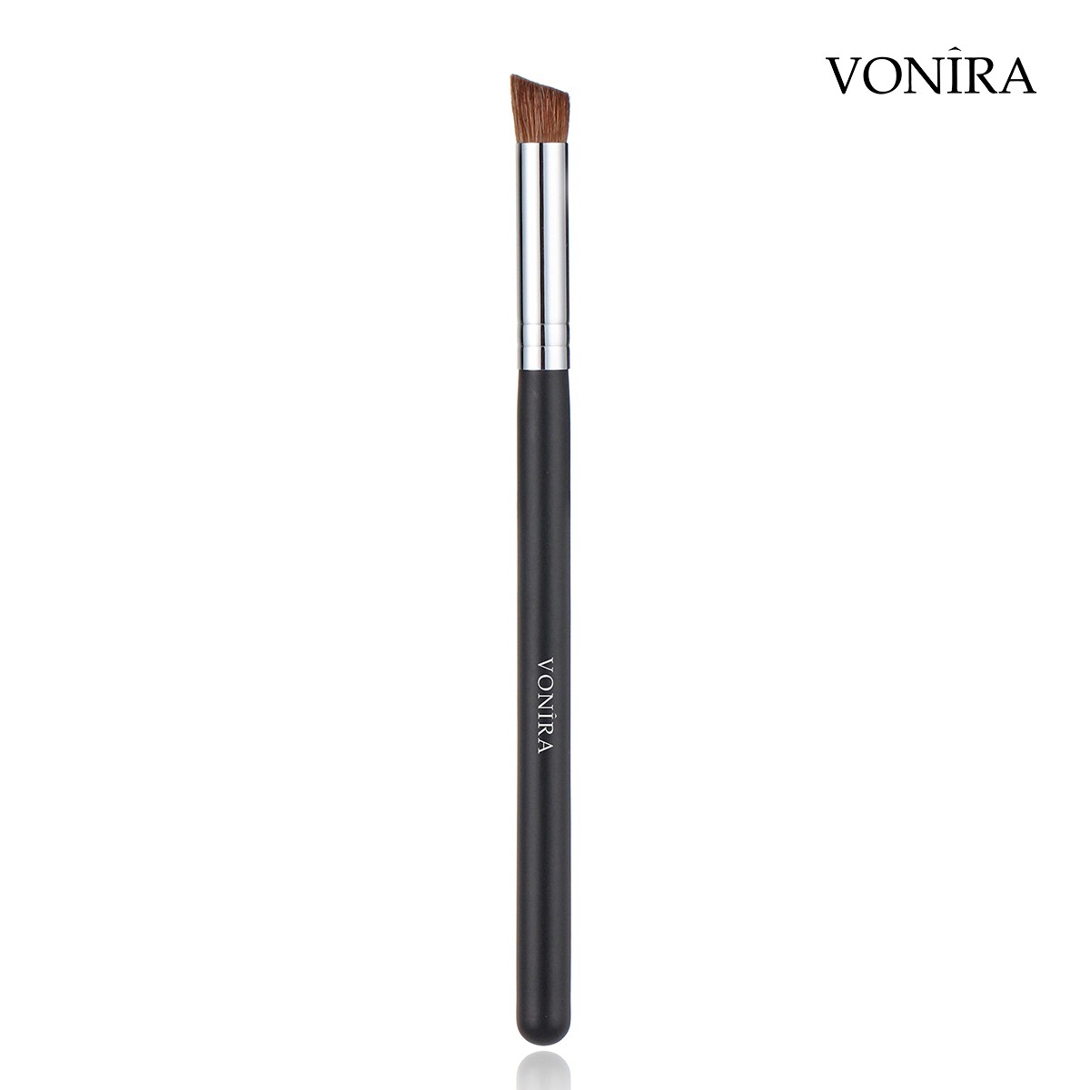 Vonira Beauty Wholesale Natural Round Flat Angled Edge Eye Shadow Brush With Custom Logo Name Private Label