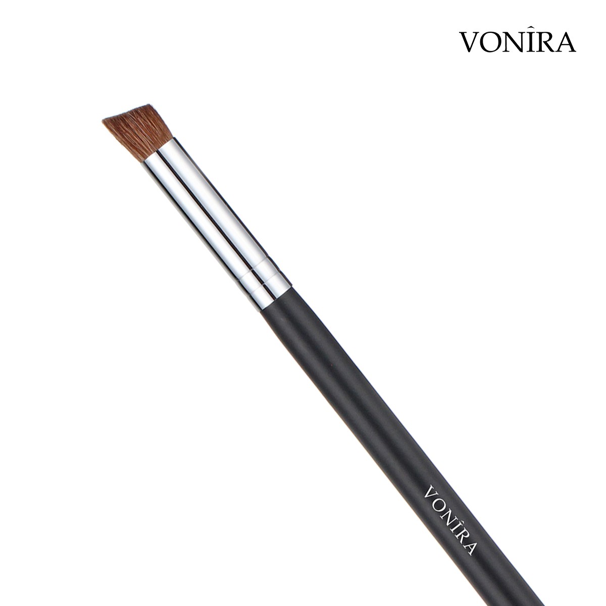 Vonira Beauty Wholesale Natural Round Flat Angled Edge Eye Shadow Brush With Custom Logo Name Private Label