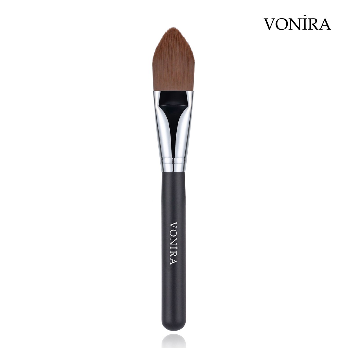 Vonira Beauty Wholesale Precision Sharp Pointed Makeup Foundation Brush With Silver Copper Ferrule Black Handle Custom Private Label Service