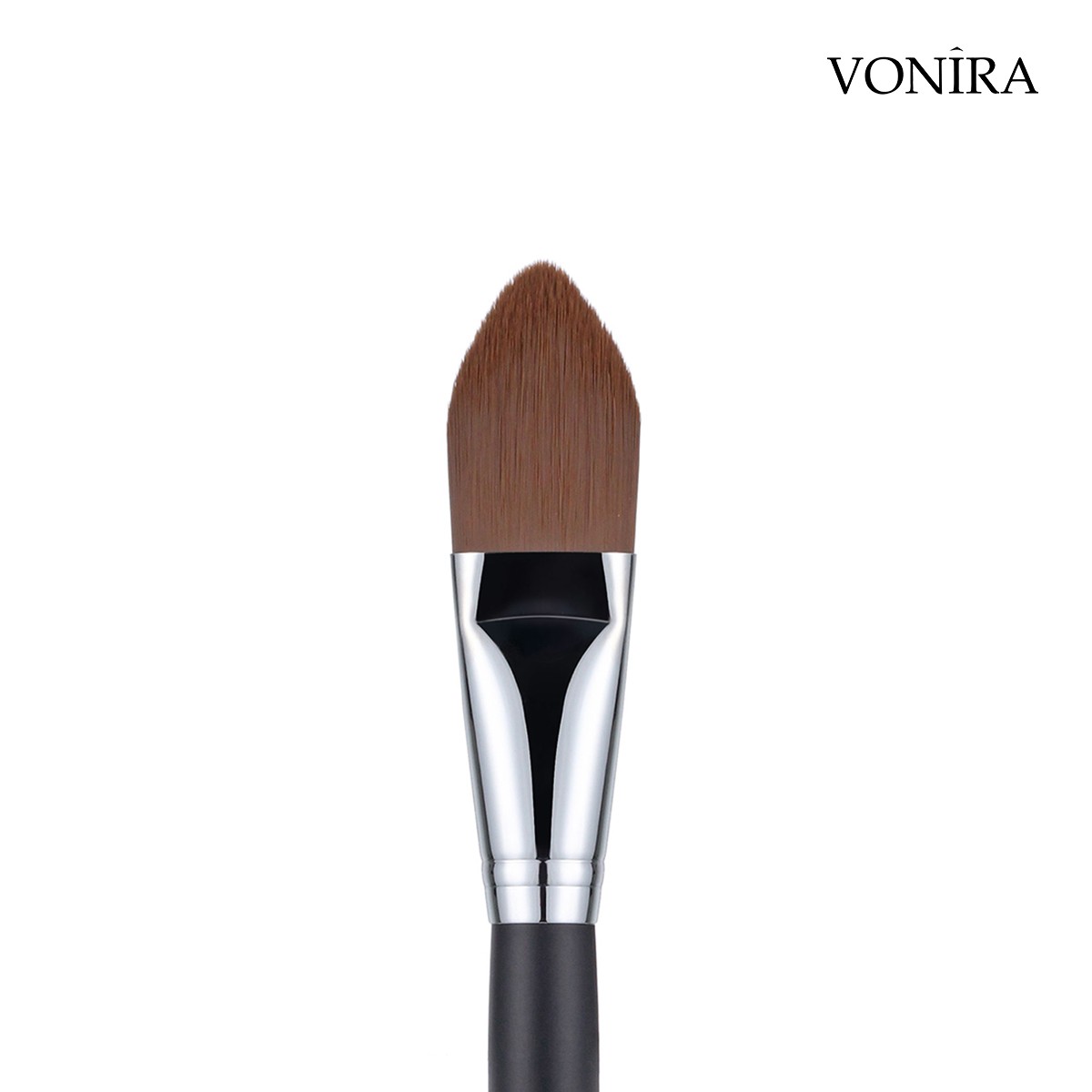 Vonira Beauty Wholesale Precision Sharp Pointed Makeup Foundation Brush With Silver Copper Ferrule Black Handle Custom Private Label Service