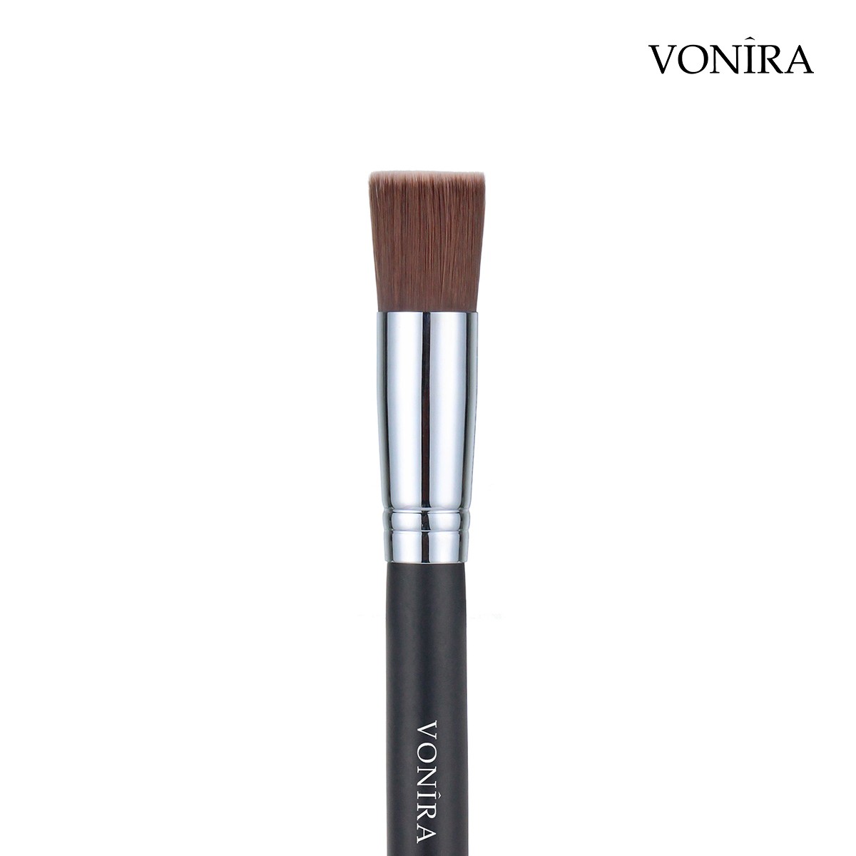 Vonira Beauty Wholesale Round Makeup Flat Top Foundation Blending Brush With Silver Copper FerruleCustom Private Label Service - Image 1