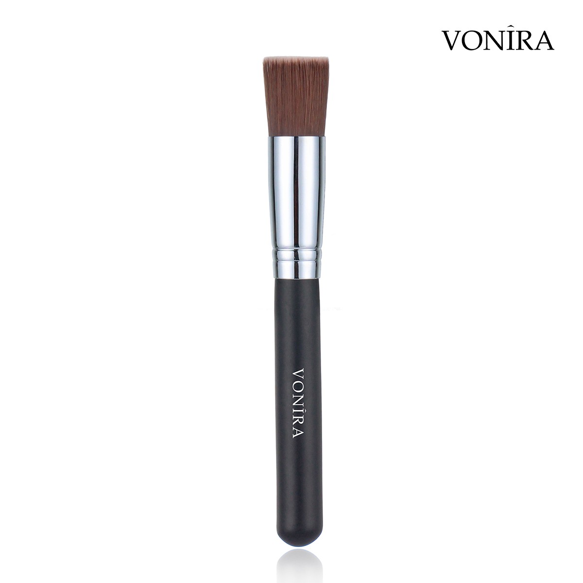 Vonira Beauty Wholesale Round Makeup Flat Top Foundation Blending Brush With Silver Copper FerruleCustom Private Label Service - Image 3