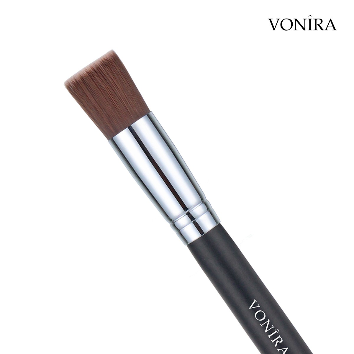 Vonira Beauty Wholesale Round Makeup Flat Top Foundation Blending Brush With Silver Copper FerruleCustom Private Label Service - Image 4