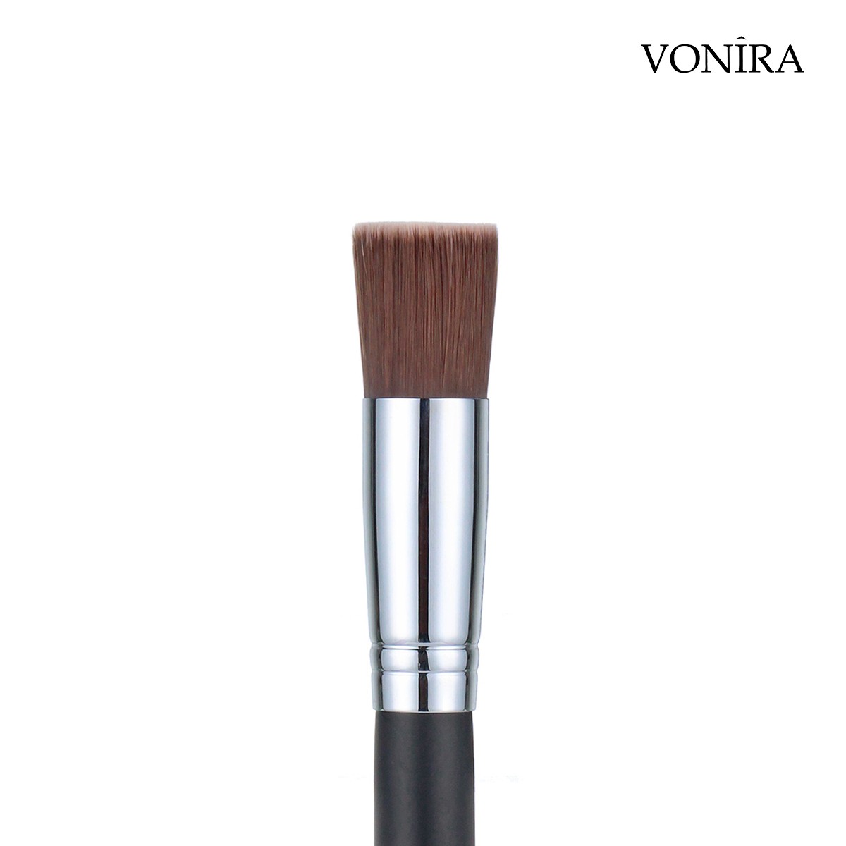Vonira Beauty Wholesale Round Makeup Flat Top Foundation Blending Brush With Silver Copper FerruleCustom Private Label Service - Image 5