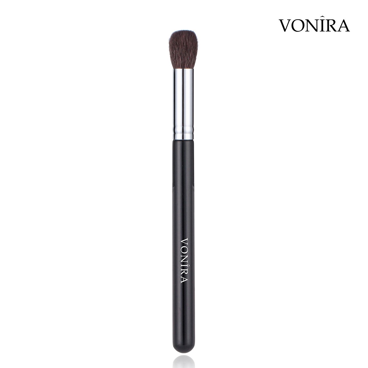 Vonira Beauty Wholesale Small & Round Highlighter Brush With Silver Copper Ferrule Black Handle Custom Private Label Service