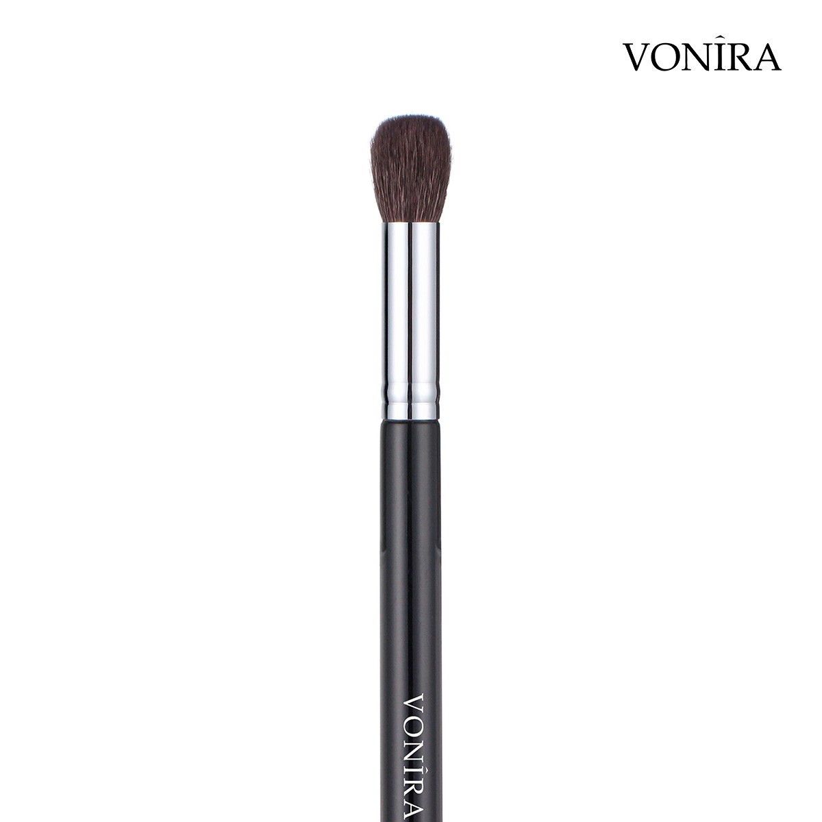 Vonira Beauty Wholesale Small & Round Highlighter Brush With Silver Copper Ferrule Black Handle Custom Private Label Service