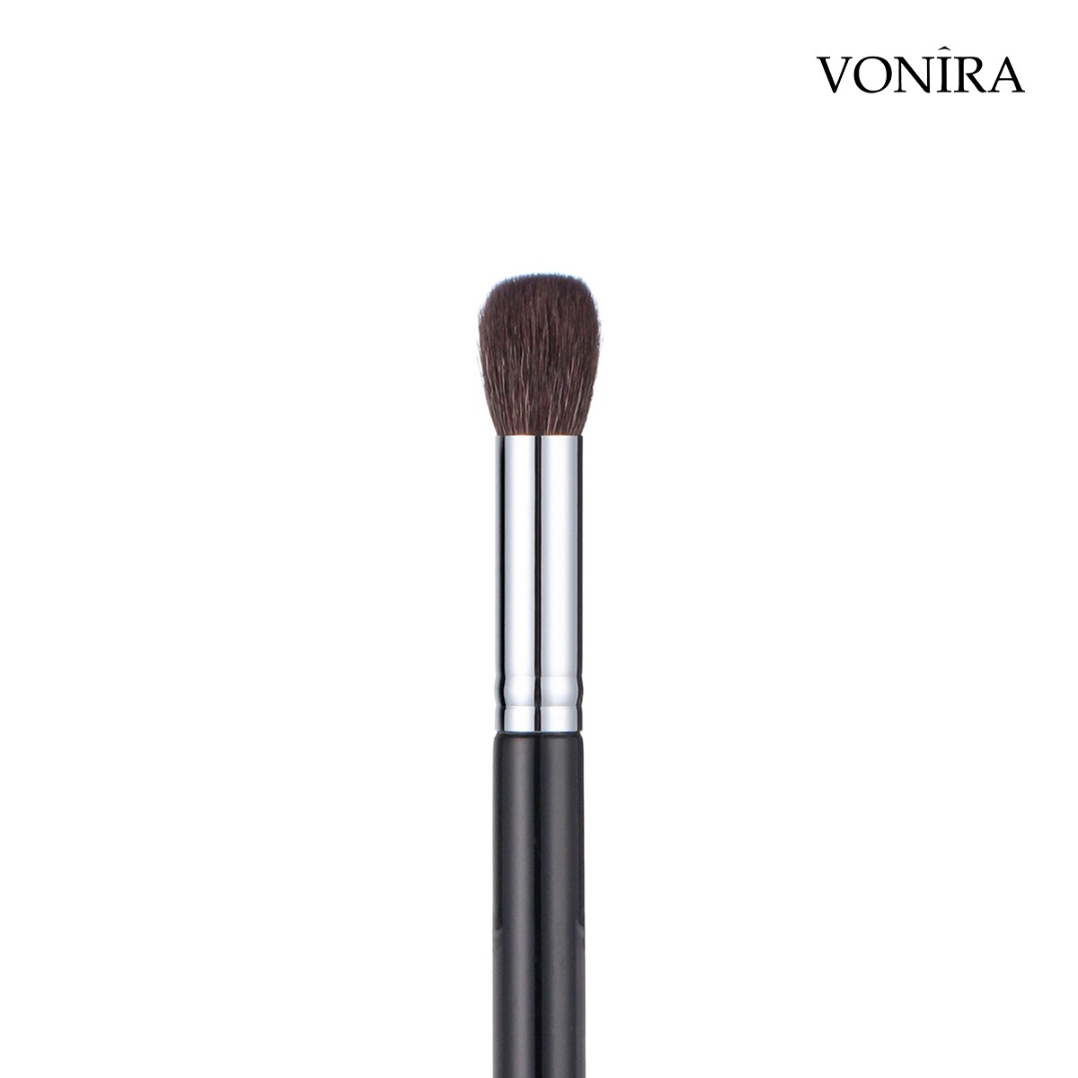 Vonira Beauty Wholesale Small & Round Highlighter Brush With Silver Copper Ferrule Black Handle Custom Private Label Service