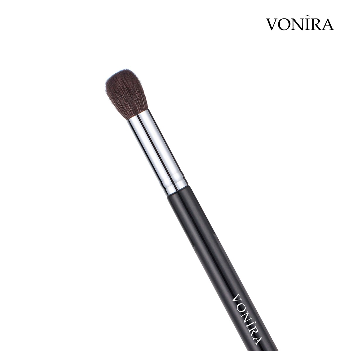 Vonira Beauty Wholesale Small & Round Highlighter Brush With Silver Copper Ferrule Black Handle Custom Private Label Service