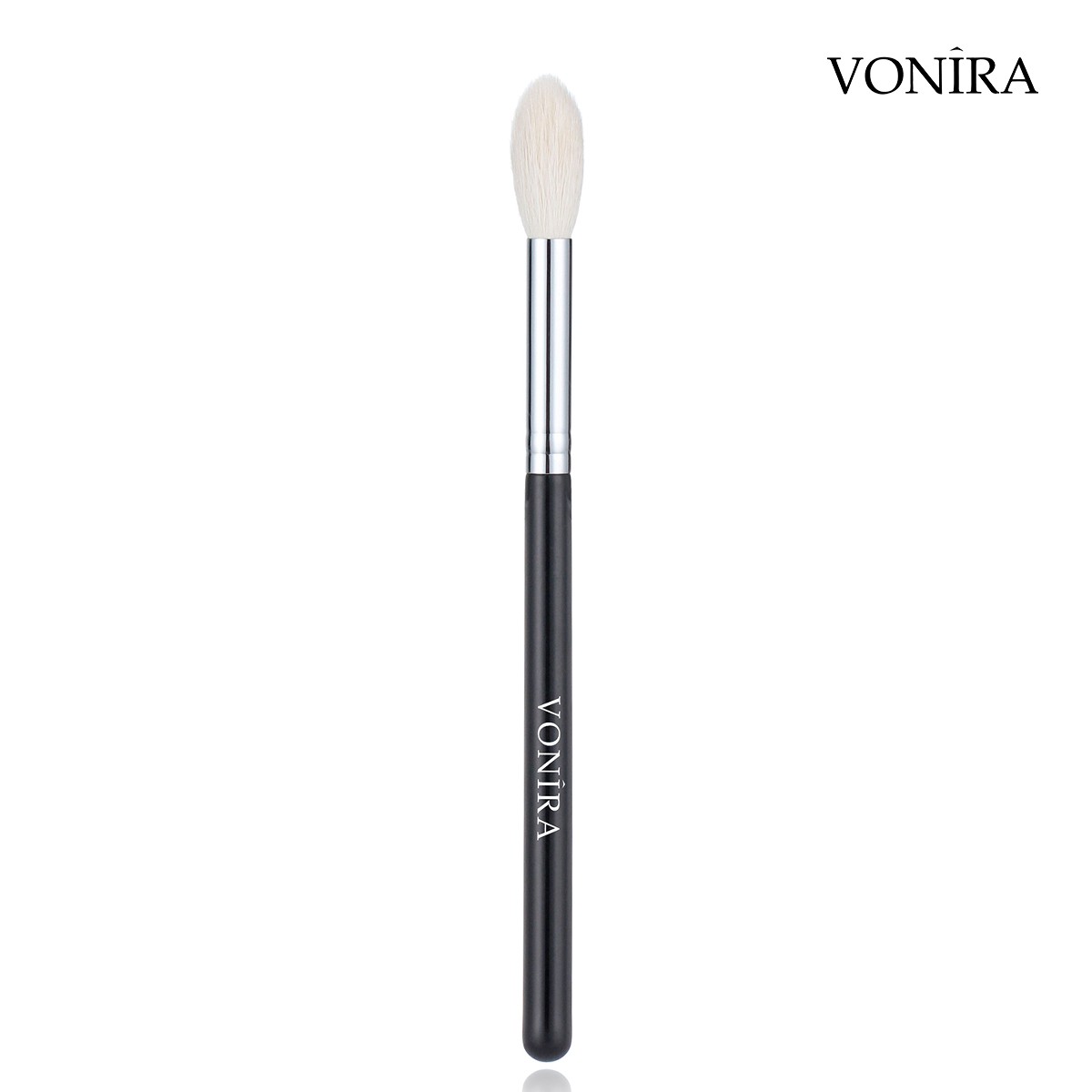 Vonira Beauty Wholesale Small Tapered Highlighter Makeup Brush With Silver Copper Ferrule Black Handle Custom Private Label Service