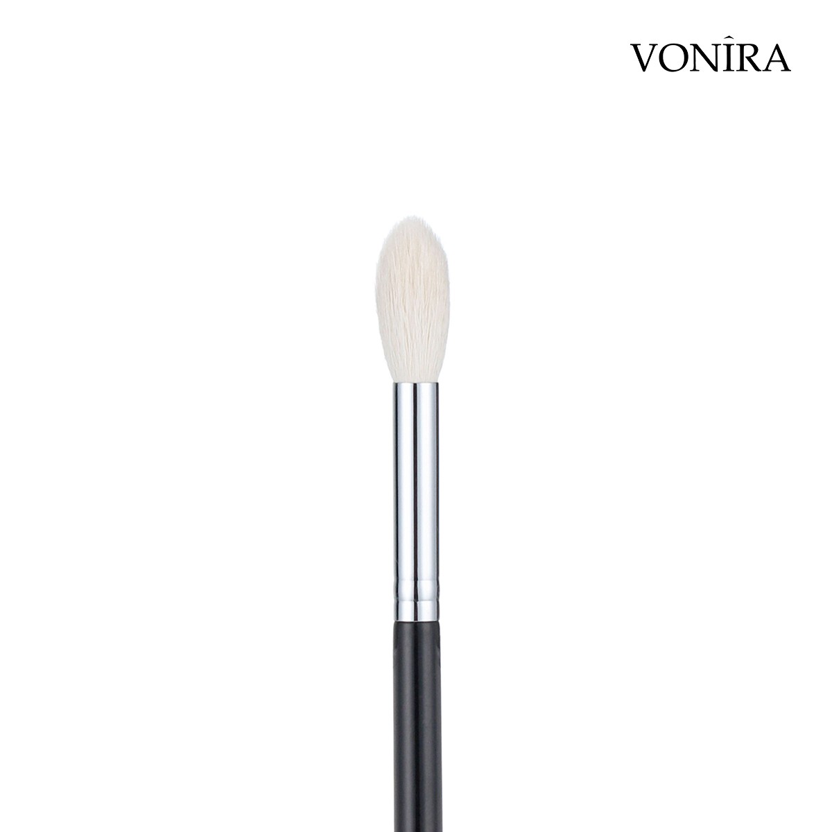 Vonira Beauty Wholesale Small Tapered Highlighter Makeup Brush With Silver Copper Ferrule Black Handle Custom Private Label Service