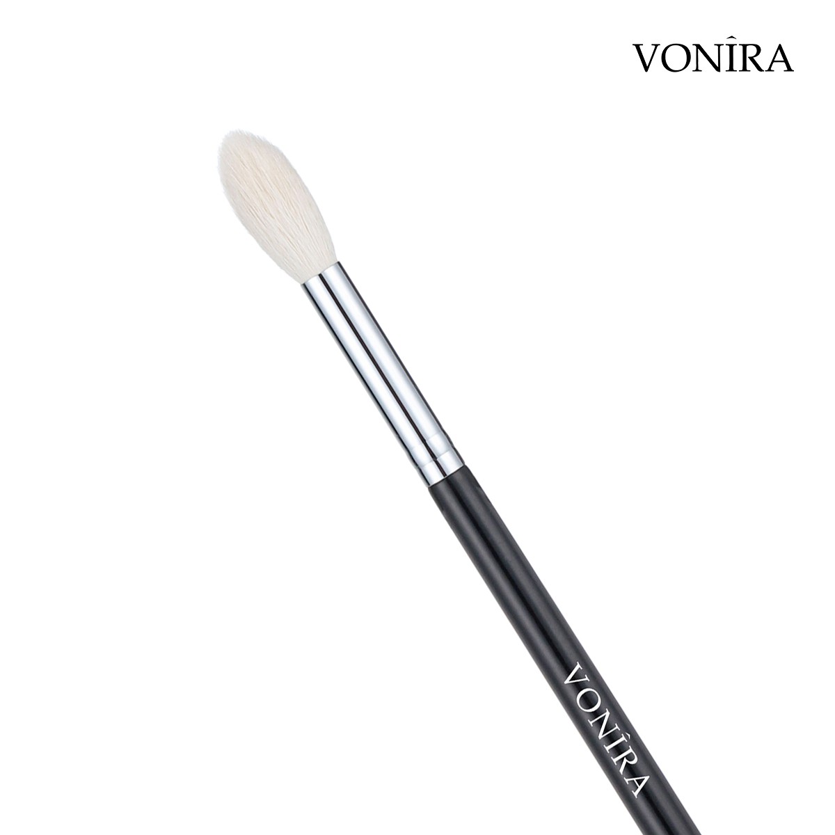 Vonira Beauty Wholesale Small Tapered Highlighter Makeup Brush With Silver Copper Ferrule Black Handle Custom Private Label Service