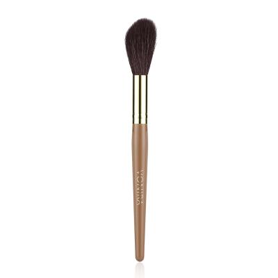 Vonira Beauty Custom Private Label Luxury Angled Long Blush Bronzer Blending Brush With Brown Handle Gold Copper Ferrule Color